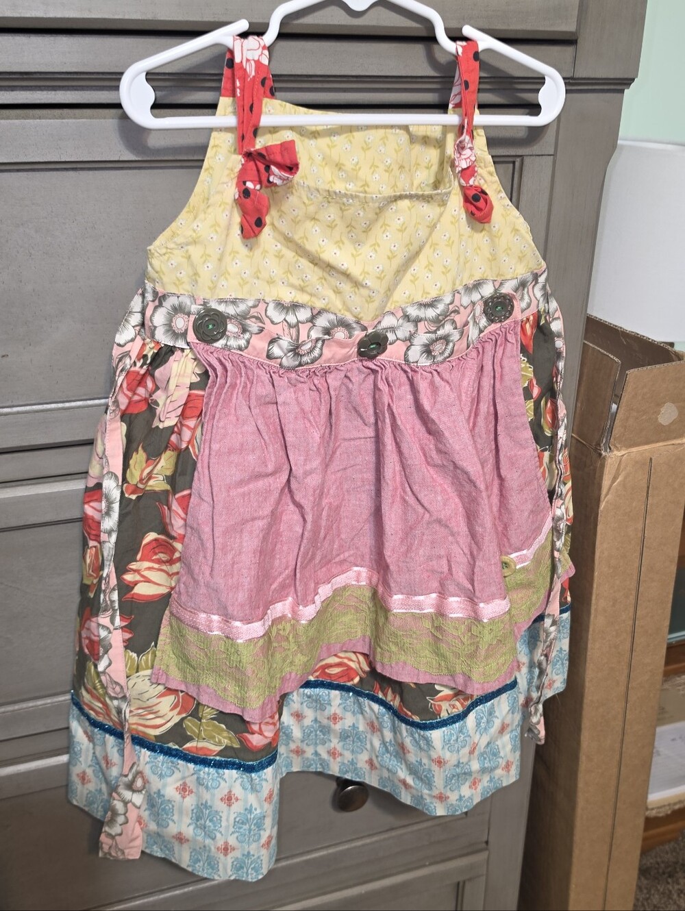 Matilda Jane Girls Yellow Pink Multi-Color Tiered Dress